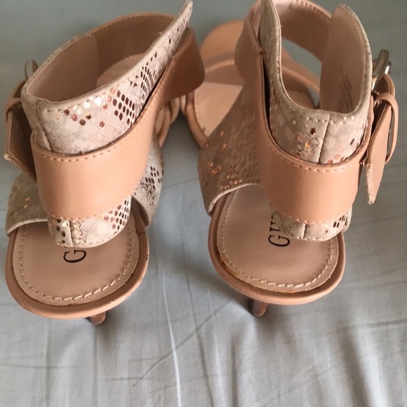 Guess nude color stiletto high heel ankle strap shoes size 8.5 glam sexy party - Picture 5 of 15